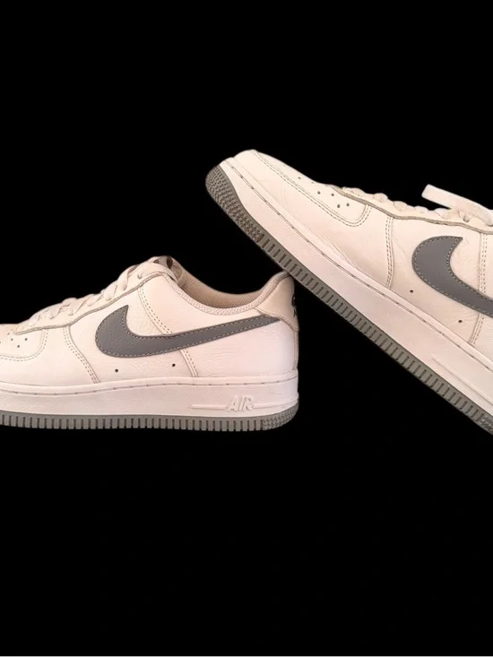 Nike Air Force 1 Low Women's Sneakers - White with Gray Swoosh - Picture 1 of 6
